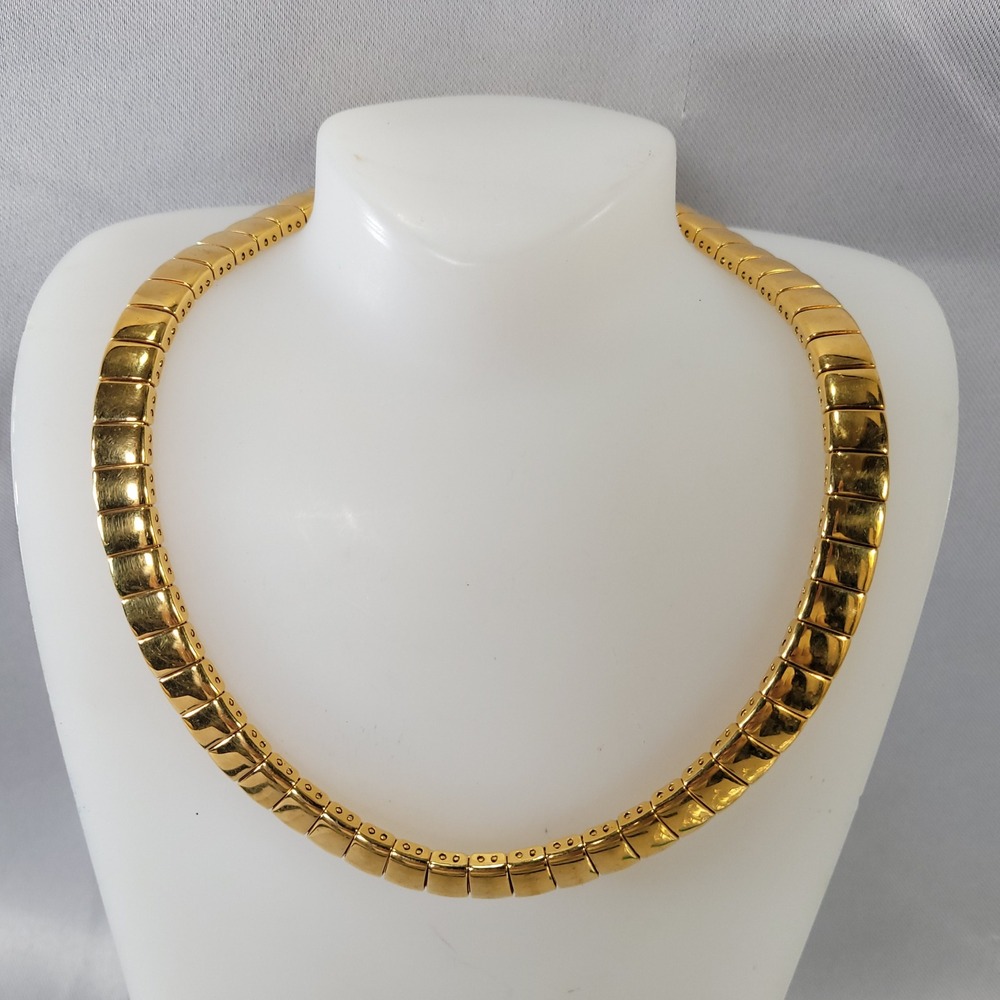 Napier Vintage Collar Necklace Gold Tone Segmented Link Polished Choker